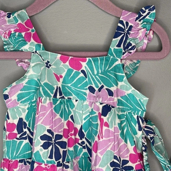 BABY GAP NWT 12-18m Girls Tiered Tropical Floral Blue Sundress Set - Picture 3 of 12